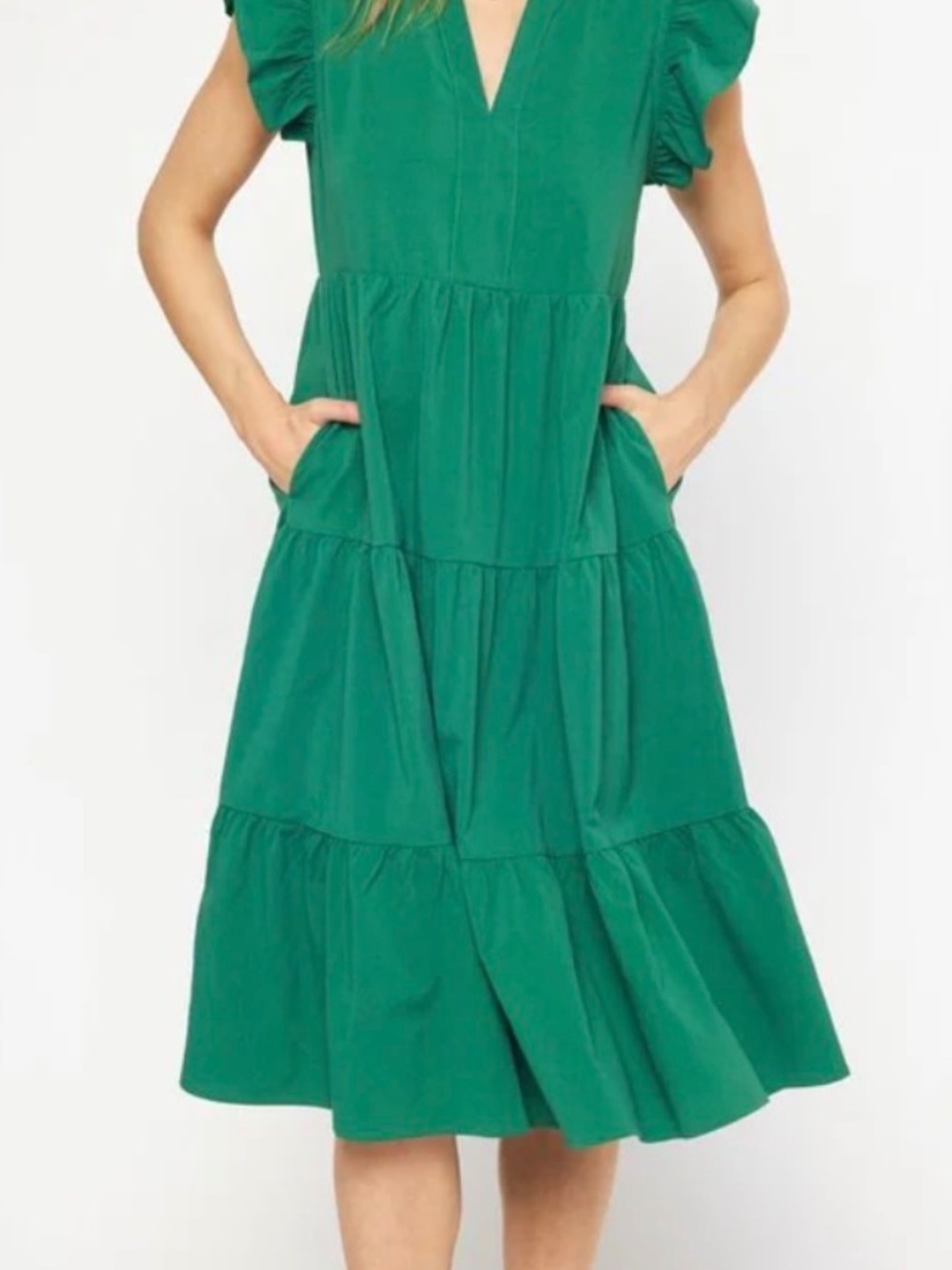 Entro Green Tiered Maxi Dress | Size Large